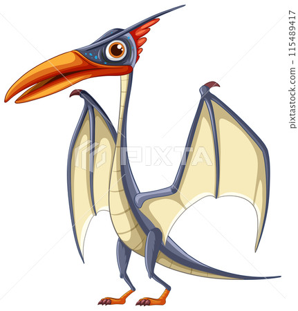 Colorful Cartoon Pterosaur Illustration Colorful Cartoon Pterosaur Illustration 115489417