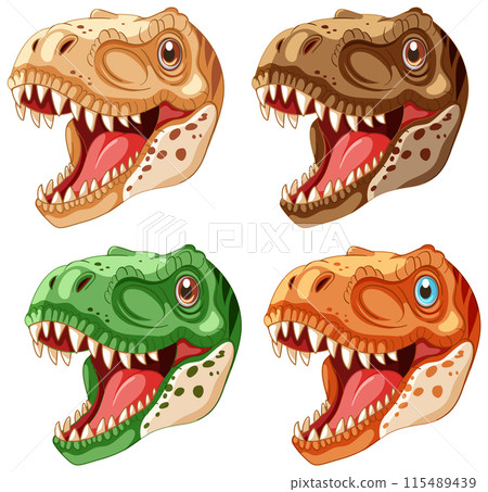 Colorful Dinosaur Heads Illustration 115489439