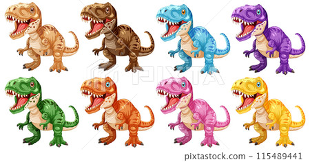 Colorful Cartoon Dinosaurs Collection Colorful Cartoon Dinosaurs Collection 115489441