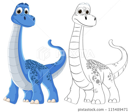 Friendly Blue Dinosaur Illustration 115489471
