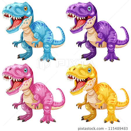 Colorful Cartoon Dinosaurs Colorful Cartoon Dinosaurs 115489483