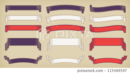 A horizontal title ribbon obi set with a Japanese retro design. 115489597