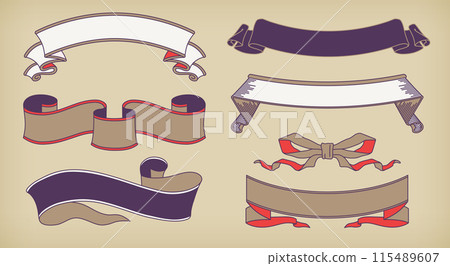 A horizontal title ribbon obi set with a Japanese retro design. 115489607