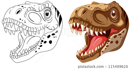 Ferocious Dinosaur Head Illustration Ferocious Dinosaur Head Illustration 115489628