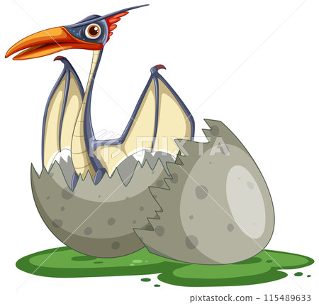 Baby Dinosaur Hatching from Egg 115489633