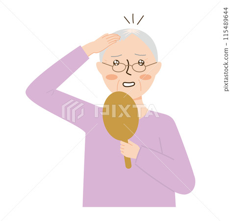 Senior woman suffering from thinning hair Senior woman suffering from thinning hair 115489644
