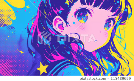 Anime-style girl gazing at you AI 115489699