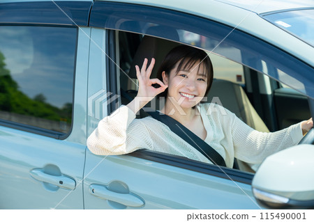 Woman in a car, woman driving a car, woman driving 115490001