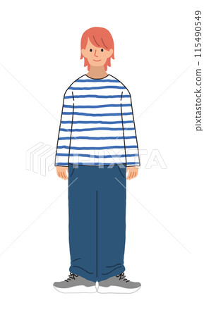 Full body illustration of a boy in blue clothes 115490549