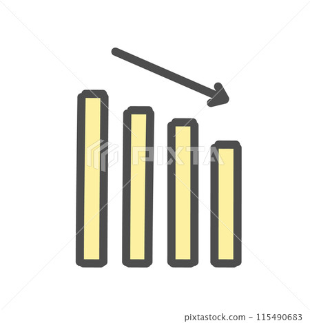 Bar graph, downward trend, illustration 115490683