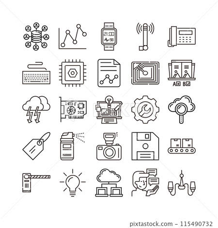 device artificial intelligence technology icon set device artificial intelligence technology icon set 115490732