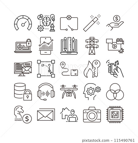 device artificial intelligence technology icon set device artificial intelligence technology icon set 115490761