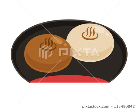 黑盤上溫泉饅頭的向量圖解 115490848