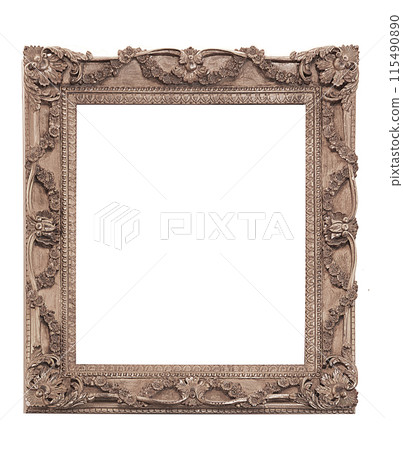 vintage picture and photo frame isolated on white background 115490890