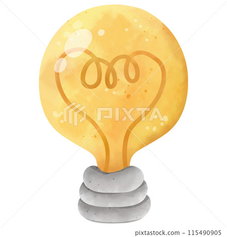 hand painted yellow light bulb watercolor painting hand painted yellow light bulb watercolor painting 115490905