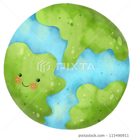 Hand drawn ecological green earth watercolor painting 115490911