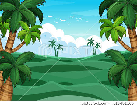 Dinosaur Era Tropical Landscape 115491106
