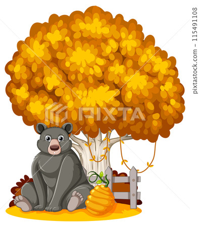 Bear Under Autumn Tree 115491108