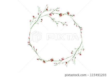 Hand-drawn floral border, beautiful watercolor Floral circle frame. Hand-drawn floral border, beautiful watercolor Floral circle frame. 115491203