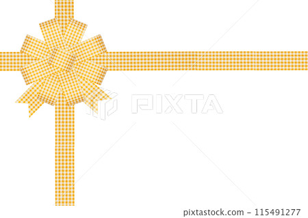 Yellow ribbon bow gift on white background 115491277
