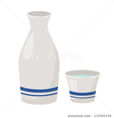 清酒瓶和 choko_vector 插圖 115491478