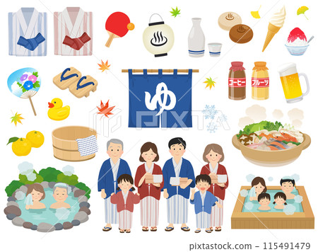 Vector illustration of hot spring set Vector illustration of hot spring set 115491479