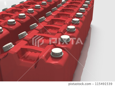 A row of red kerosene plastic tanks (3DCG image) A row of red kerosene plastic tanks (3DCG image) 115491539