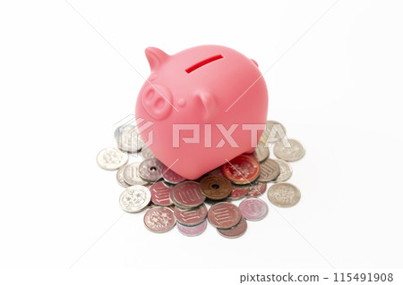 Japanese coins on white background Japanese coins on white background 115491908