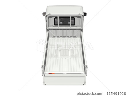 A white light truck with an open cargo bed (3DCG image) 115491928
