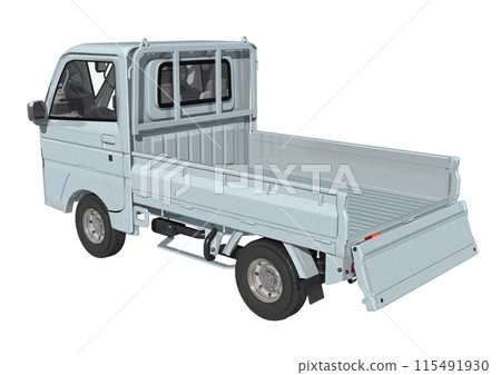 A blue-gray light truck with an open cargo bed (3DCG image) 115491930