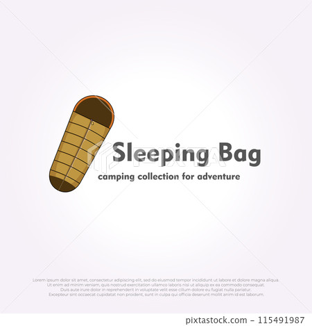 simple sleeping bag icon logo design. illustration of a comfortable bed template for outdoor activities 115491987