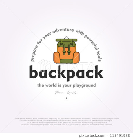 simple backpack for outdoor activities logo icon vector design. template of backpackers 115491988