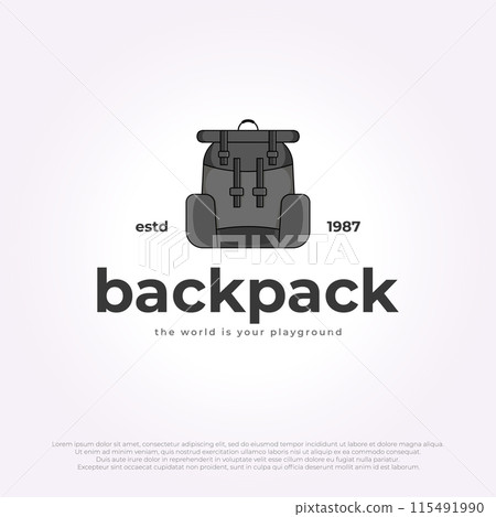 backpack logo icon template for adventure. vintage bag object illustration design backpack logo icon template for adventure. vintage bag object illustration design 115491990
