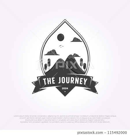 mountain logo vintage vector emblem. adventure illustration background in outdoor silhouette template mountain logo vintage vector emblem. adventure illustration background in outdoor silhouette template 115492000