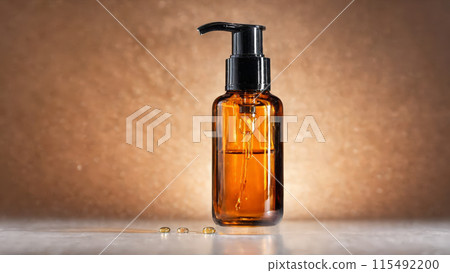 Nourishing hair serum with glossy shine silky droplets frizz taming effect warm caramel tones 115492200