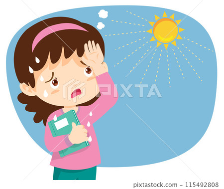 girl thirsty from heat of the summer sun girl thirsty from heat of the summer sun 115492808