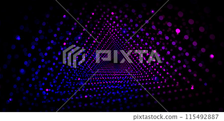 Neon glow dots in form of triangular tunnel 115492887