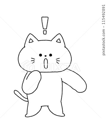 貓/驚訝的線條畫 115492891
