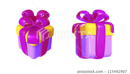 3D gift boxes set isolated on white background 3D gift boxes set isolated on white background 115492907