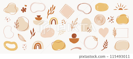 Organic abstract shape vector set. Abstract pastel brush element for logo, background. Organic hand drawn doodle line shape, elegant pastel color label graphic design. Vector Organic abstract shape vector set. Abstract pastel brush element for logo, background. Organic hand drawn doodle line shape, elegant pastel color label graphic design. Vector 115493011