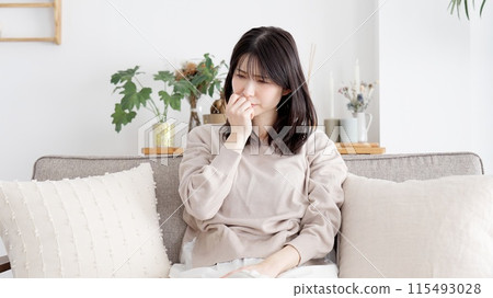 A woman with various anxieties 115493028