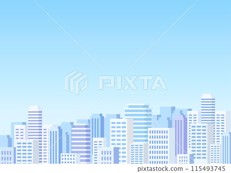 Illustration of a city with skyscrapers and blue sky 115493745