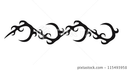 Neo tribal y2k wings flame aesthetic tattoo gothic cover, fire or wings abstract silhouette isolated on background. Divider, border, cyber body ornament, neotribal web goth decoration 115493958