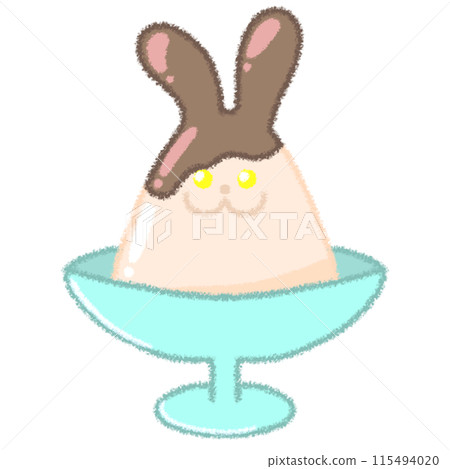 Bunny-shaped pudding illustration 115494020