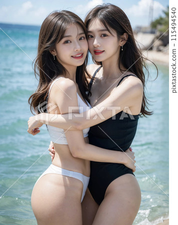 Woman playing in the sea Woman playing in the sea 115494540