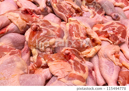 Uncooked chicken meat. Raw chicken thigh 115494778