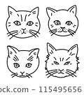 line drawing of cat's face 115495656