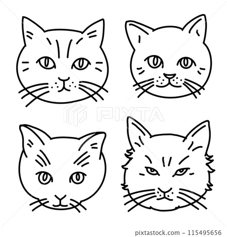 line drawing of cat's face line drawing of cat's face 115495656