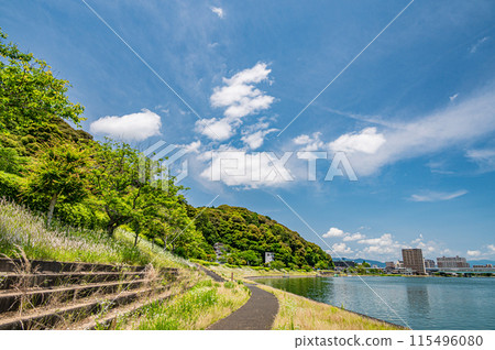 Summer scenery of the Seta River, Otsu City, Shiga Prefecture 115496080