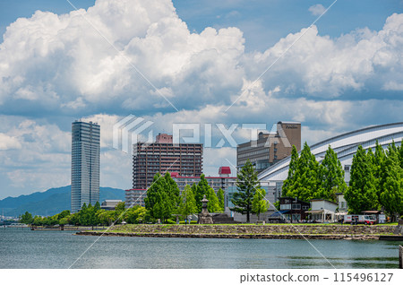 Lakeside scenery at Nagisa Park in Otsu City Lakeside scenery at Nagisa Park in Otsu City 115496127